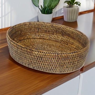 2023-01-2140 -  RATTAN OVAL PYREX BOWL (SMALL ) DIRECT FROM FACTORY EXPORTER IN ASIA TO IMPORTERS