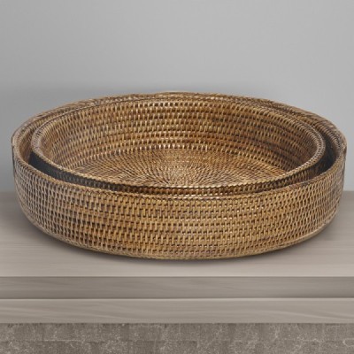 2023-07-2718 -  RATTAN DEEP OVAL MATCHING SET OF ROUND DISPLAY BOWLS DIRECT FROM FACTORY EXPORTER IN ASIA TO IMPORTERS