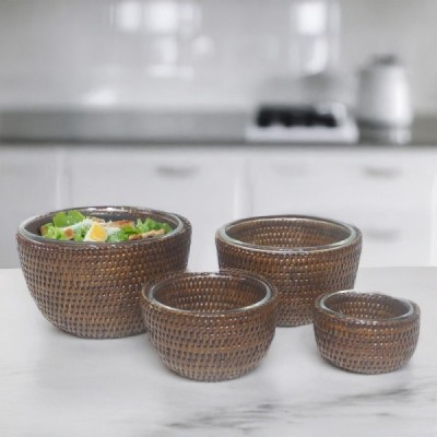 2024-06-3512 - BROWN TABLE TOP SERVING BOWLS SET OF 4 DIRECT FROM FACTORY EXPORTER IN ASIA TO IMPORTERS 2024-06-3512 - BROWN TABLE TOP SERVING BOWLS SET OF 4 DIRECT FROM FACTORY EXPORTER IN ASIA TO IMPORTERS