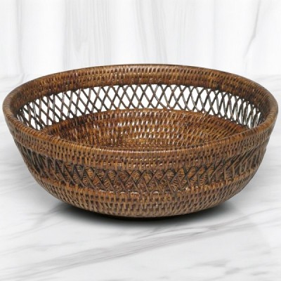 BA-17 -  RATTAN CRISS CROSS FRUIT BOWL DIRECT FROM FACTORY EXPORTER IN ASIA TO IMPORTERS