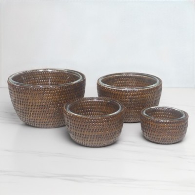 2024-06-3512 -  BROWN TABLE TOP SERVING BOWLS SET OF 4 DIRECT FROM FACTORY EXPORTER IN ASIA TO IMPORTERS