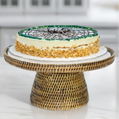 2018-001-105 - RATTAN CAKE STAND WITH GLASS INSERT DIRECT FROM FACTORY EXPORTER IN ASIA TO IMPORTERS 2018-001-105 - RATTAN CAKE STAND WITH GLASS INSERT DIRECT FROM FACTORY EXPORTER IN ASIA TO IMPORTERS