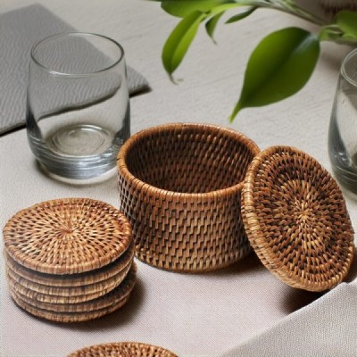 2023-01-2192 -  RATTAN COASTER BOX WITH LID DIRECT FROM FACTORY EXPORTER IN ASIA TO IMPORTERS