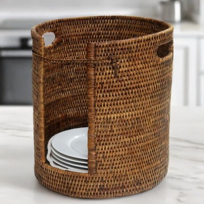 KI-26 - RATTAN TALL 10 PLATE KITCHEN WARE HOLDER DIRECT FROM FACTORY EXPORTER IN ASIA TO IMPORTERS KI-26 - RATTAN TALL 10 PLATE KITCHEN WARE HOLDER DIRECT FROM FACTORY EXPORTER IN ASIA TO IMPORTERS