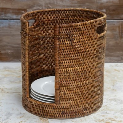 KI-26 -  RATTAN TALL 10 PLATE KITCHEN WARE HOLDER DIRECT FROM FACTORY EXPORTER IN ASIA TO IMPORTERS