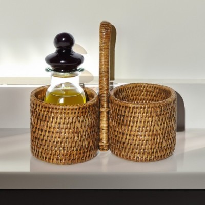 RD-0013-0065 -  RATTAN TWIN CONDIMENT HOLDER  DIRECT FROM FACTORY EXPORTER IN ASIA TO IMPORTERS