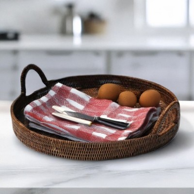 2014-002-0607 - RATTAN ROUND TRAY WITH CURVED HANDLE 2014-002-0607 - RATTAN ROUND TRAY WITH CURVED HANDLE
