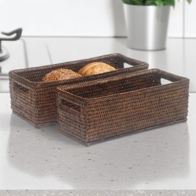 BREAD-38 -  RATTAN MULTI TRAY WITH INSERT HANDLES SET/2 DIRECT FROM FACTORY EXPORTER IN ASIA TO IMPORTERS