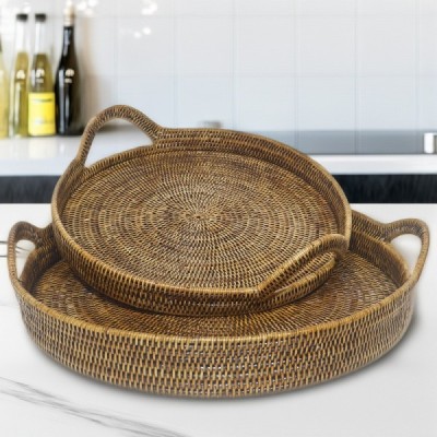 2023-01-2120 - RATTAN ROUND TRAY WITH CURVED HANDLE 2023-01-2120 - RATTAN ROUND TRAY WITH CURVED HANDLE