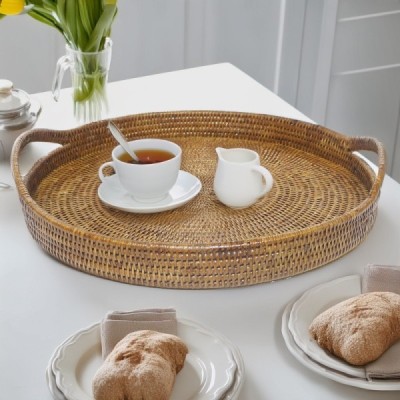 2023-01-2027 -  RATTAN ROUND DRINKS TRAY WITH EAR HANDLES DIRECT FROM FACTORY EXPORTER IN ASIA TO IMPORTERS