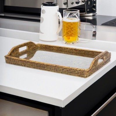 2023-01-2043 -  RATTAN MORNING TRAY WITH GLASS INSERT LARGE DIRECT FROM FACTORY EXPORTER IN ASIA TO IMPORTERS