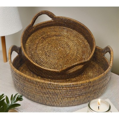 2023-01-2088 -  RATTAN ROUND TRAY WITH HANDLE LARGE & MEDIUM DIRECT FROM FACTORY EXPORTER IN ASIA TO IMPORTERS