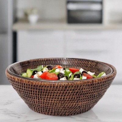 2018-010-808 - RATTAN SALAD BOWL WITH OCEAN GLASS DIRECT FROM FACTORY EXPORTER IN ASIA TO IMPORTERS 2018-010-808 - RATTAN SALAD BOWL WITH OCEAN GLASS DIRECT FROM FACTORY EXPORTER IN ASIA TO IMPORTERS