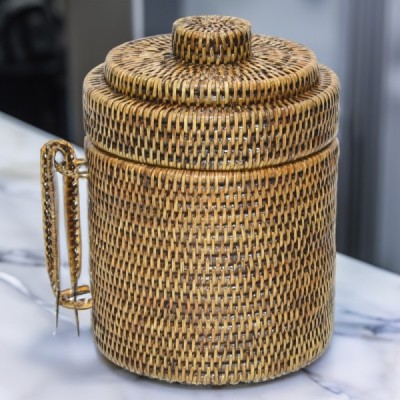 2023-09-2856 -  RATTAN TRADITIONAL ICE BUCKET WITH INNER AND ICE TONGS DIRECT FROM FACTORY EXPORTER IN ASIA TO IMPORTERS