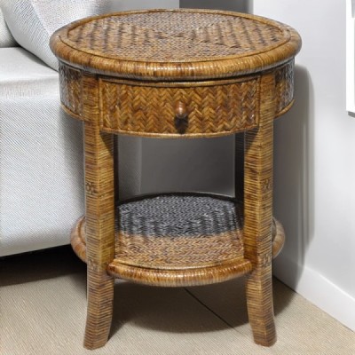 2024-06-3487 -  BROWN ALFRESCO ROUND SIDE TABLE DIRECT FROM FACTORY EXPORTER IN ASIA TO IMPORTERS