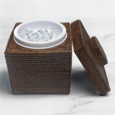 IC-4 -  RATTAN SQUARE ICE BUCKET WITH ICE TONGS DIRECT FROM FACTORY EXPORTER IN ASIA TO IMPORTERS