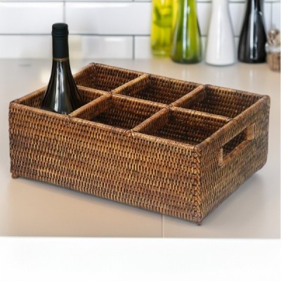 WIN-BOT-1 -  RATTAN 6 BOTTLE HOLDER DIRECT FROM FACTORY EXPORTER IN ASIA TO IMPORTERS