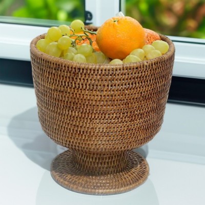 BO-18 -  RATTAN TALL FLOWER BOWL WITH STAND DIRECT FROM FACTORY EXPORTER IN ASIA TO IMPORTERS