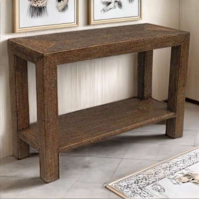 TAB-20 -  RATTAN PARSON CONSOLE TABLE WITH SHELF DIRECT FROM FACTORY EXPORTER IN ASIA TO IMPORTERS