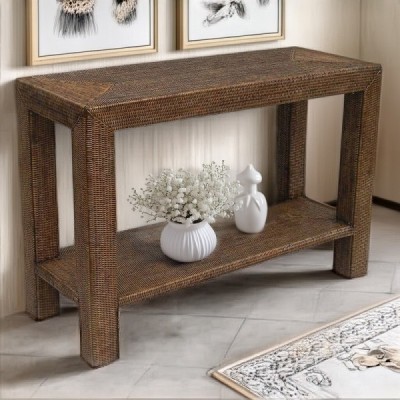 TAB-20 - RATTAN PARSON CONSOLE TABLE WITH SHELF DIRECT FROM FACTORY EXPORTER IN ASIA TO IMPORTERS TAB-20 - RATTAN PARSON CONSOLE TABLE WITH SHELF DIRECT FROM FACTORY EXPORTER IN ASIA TO IMPORTERS