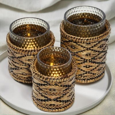 2024-04-3279 -  SET OF 3 DIAMOND LED CANDLE HOLDERS WITH GLASS INSERT DIRECT FROM FACTORY EXPORTER IN ASIA TO IMPORTERS