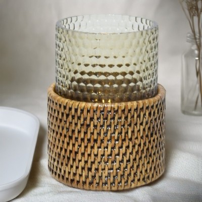 2024-04-3286 -  LARGE LOW EMROIDERY CANDLE HOLDER WITH GLASS RESIN INSERT DIRECT FROM FACTORY EXPORTER IN ASIA TO IMPORTERS