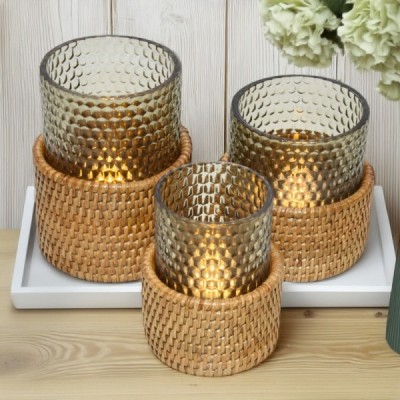 2024-04-3222 -  SET OF 3 EMBROIDERY WOVEN LED CANDLE HOLDERS DIRECT FROM FACTORY EXPORTER IN ASIA TO IMPORTERS