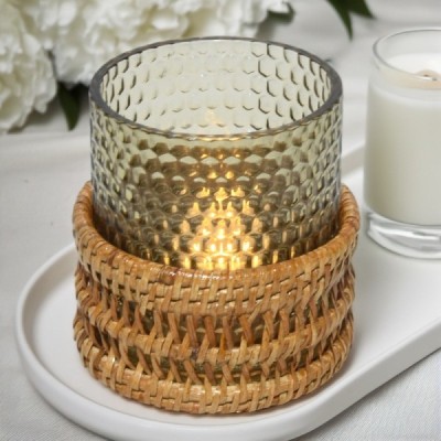 2024-04-3228 -  MEDIUM CASTLE WOVEN LED CANDLE HOLDER DIRECT FROM FACTORY EXPORTER IN ASIA TO IMPORTERS