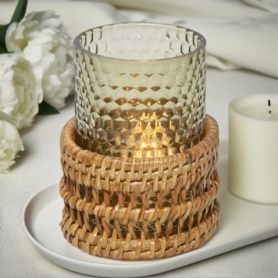 2024-04-3229 -  SMALL CASTLE WOVEN LED CANDLE HOLDER DIRECT FROM FACTORY EXPORTER IN ASIA TO IMPORTERS