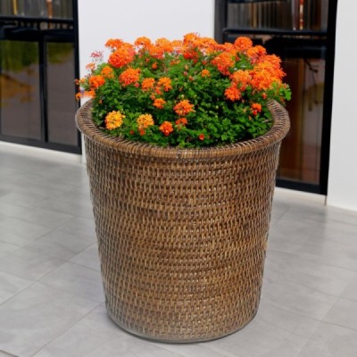 PLAN-32 -  RATTAN ROUND FLOWER BASKET DIRECT FROM FACTORY EXPORTER IN ASIA TO IMPORTERS