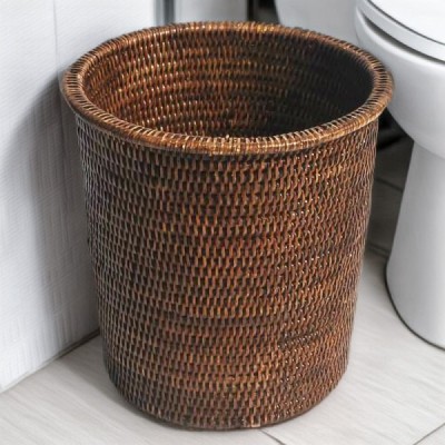 2014-001-0384 -  RATTAN SMALL WASTE BIN WITH BORDER RIM DIRECT FROM FACTORY EXPORTER IN ASIA TO IMPORTERS