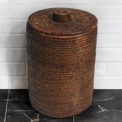 2014-001-0386 -  RATTAN ROUND PAPER BIN ( INSIDE PLASTIC ) SMALL DIRECT FROM FACTORY EXPORTER IN ASIA TO IMPORTERS