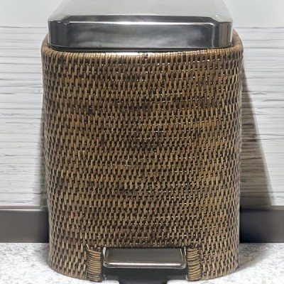 2023-01-1949 -  SMALL SQUARE PEDAL BIN WITH RATTAN COVER DIRECT FROM FACTORY EXPORTER IN ASIA TO IMPORTERS