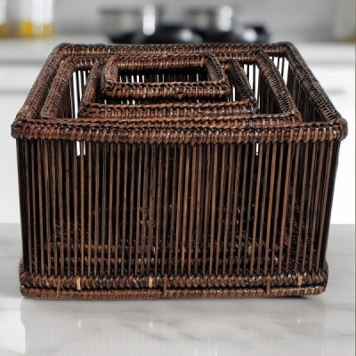 2019-001-1003 -  4 PIECE SET OF BAMBOO & RATTAN STORAGE BASKETS DIRECT FROM FACTORY EXPORTER IN ASIA TO IMPORTERS