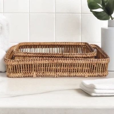 2019-001-1011 -  BAMBOO & RATTAN SET OF 2 PURFUME TRAYS DIRECT FROM FACTORY EXPORTER IN ASIA TO IMPORTERS