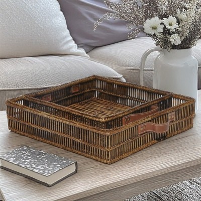 RD-0013-0088 - RATTAN THAI SURIN COLLECTION TRAY SET WITH LEATHER HANDLES DIRECT FROM FACTORY EXPORTER IN ASIA TO IMPORTERS RD-0013-0088 - RATTAN THAI SURIN COLLECTION TRAY SET WITH LEATHER HANDLES DIRECT FROM FACTORY EXPORTER IN ASIA TO IMPORTERS