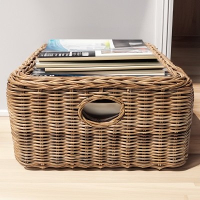 DOUBLE-008 -  TWO TIME WICKER WOVEN RECTANGULAR STORAGE BASKET DIRECT FROM FACTORY EXPORTER IN ASIA TO IMPORTERS