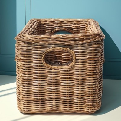 DOUBLE-009 -  DOUBLE WALL RATTAN CORE TALL STORAGE BASKET DIRECT FROM FACTORY EXPORTER IN ASIA TO IMPORTERS