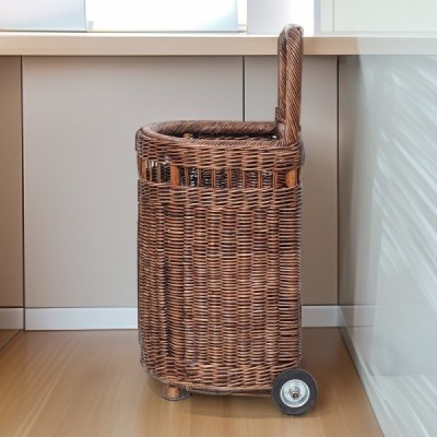 DOUBLE-014 -  RATTAN MARKET CART IN CORE WEAVE WITH WHEELS DIRECT FROM FACTORY EXPORTER IN ASIA TO IMPORTERS