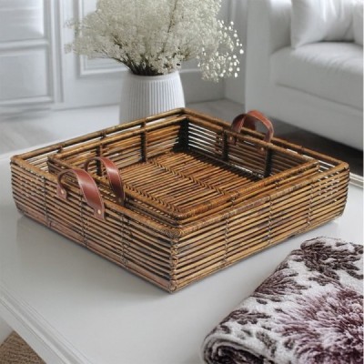 2014-001-0471 - RATTAN THAI SURIN MEDIUM TRAY WITH LEATHER HANDLES DIRECT FROM FACTORY EXPORTER IN ASIA TO IMPORTERS 2014-001-0471 - RATTAN THAI SURIN MEDIUM TRAY WITH LEATHER HANDLES DIRECT FROM FACTORY EXPORTER IN ASIA TO IMPORTERS