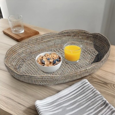 2014-001-0422 -  RATTAN SCALLOPED DRINKS TRAY DIRECT FROM FACTORY EXPORTER IN ASIA TO IMPORTERS