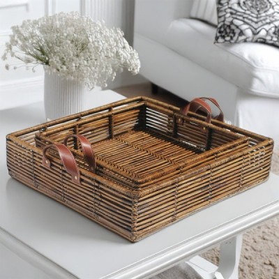 2023-07-2716 - RATTAN SURIN STICK SET OF TRAYS WITH LEATHER HANDLES DIRECT FROM FACTORY EXPORTER IN ASIA TO IMPORTERS 2023-07-2716 - RATTAN SURIN STICK SET OF TRAYS WITH LEATHER HANDLES DIRECT FROM FACTORY EXPORTER IN ASIA TO IMPORTERS