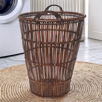 2018-010-824 - TALL SURIN POLE LAUNDRY BASKET WITH LEATHER HANDLES DIRECT FROM FACTORY EXPORTER IN ASIA TO IMPORTERS 2018-010-824 - TALL SURIN POLE LAUNDRY BASKET WITH LEATHER HANDLES DIRECT FROM FACTORY EXPORTER IN ASIA TO IMPORTERS