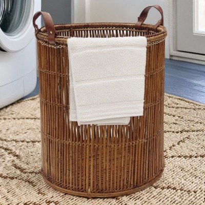 2023-01-1964 - CORE POLE ROUND SURIN LAUNDRY BASKET WITH LEATHER HANDLES DIRECT FROM FACTORY EXPORTER IN ASIA TO IMPORTERS 2023-01-1964 - CORE POLE ROUND SURIN LAUNDRY BASKET WITH LEATHER HANDLES DIRECT FROM FACTORY EXPORTER IN ASIA TO IMPORTERS