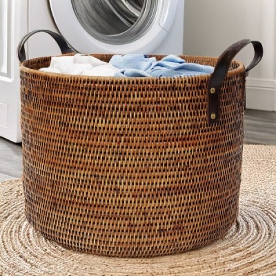 2023-01-1967 - RATTAN TOWEL DROP WITH LEATHER HANDLES DIRECT FROM FACTORY EXPORTER IN ASIA TO IMPORTERS 2023-01-1967 - RATTAN TOWEL DROP WITH LEATHER HANDLES DIRECT FROM FACTORY EXPORTER IN ASIA TO IMPORTERS